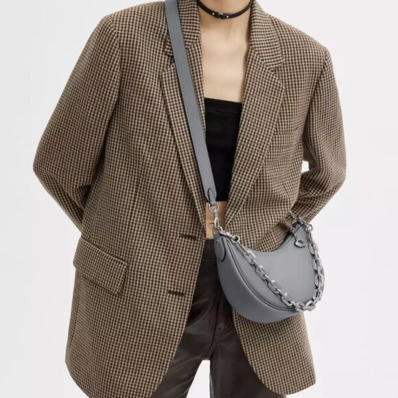 Coach Mira Shoulder Bag in Gray / Blue Glovetanned Leather + Chain Strap CM583 - Picture 3 of 14